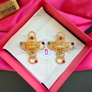 💋 Schiaparelli Iconic Lip & Gem Surrealist Earrings 💋